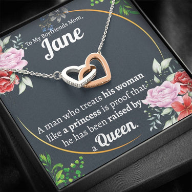 Personalized Boyfriend's Mom Interlocking Hearts Necklace - Love You This Much